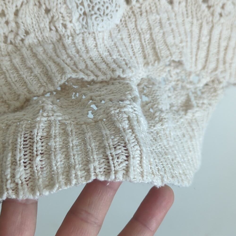 Cottagecore Embroidered Open Knit Sweater 100% Cotton Women's Medium - Picture 3 of 11